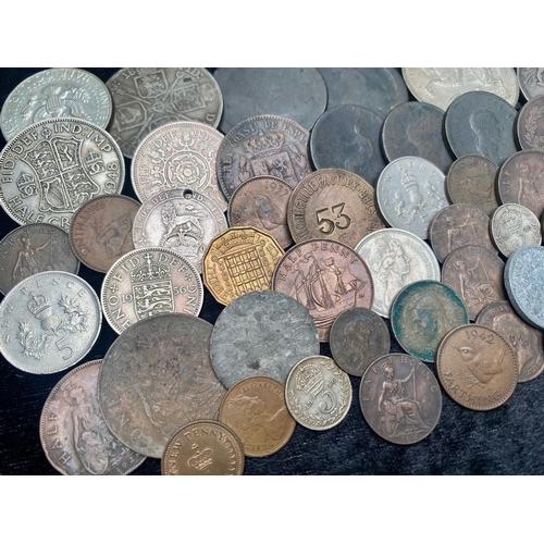 1498 - Collection of Mixed Coins, to include two Victorian Silver Crowns.