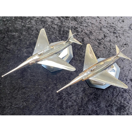 472 - Pair of Art Deco Chrome Table Top Cigarette Lighters in the Form of Fighter Jets, realistically mode... 