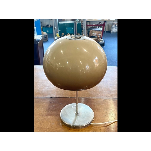 1065 - Guzzini Style 'Mushroom' Table Lamp, c. 1970s, butterscotch acrylic shade, chrome column and base, 2... 