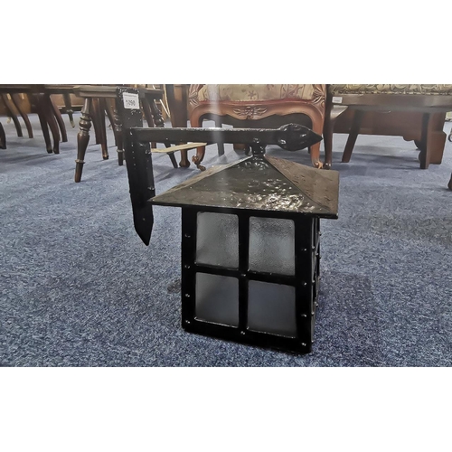 1090 - A Galvanized Black Painted Outdoor Lantern Light untested a/f.