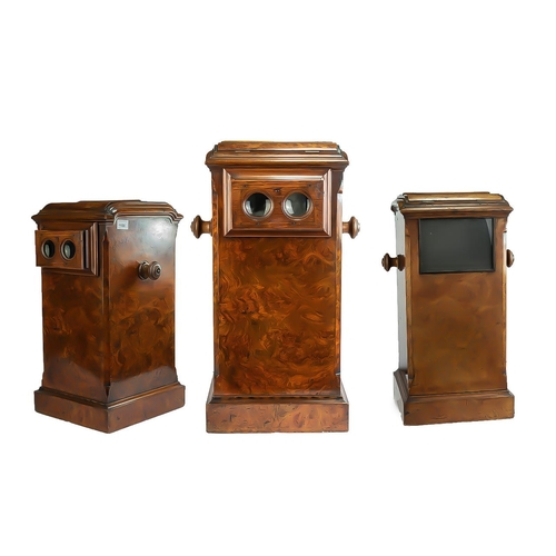 1110 - Victorian Burr Walnut Table Top Stereoscope, Twin eye piece table top stereoscopic card viewer - Adj... 