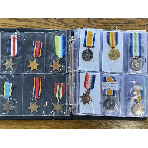 1304 - Medal Album Containing a Collection of 54 Military Medals, mostly singles, to include WWII Stars, WW... 