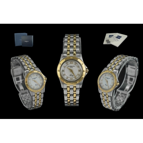 208 - Raymond Weil Tango Ladies Two Tone Gold/ Stainless Steel  Diamond Wrist Watch, the diamonds set to t... 