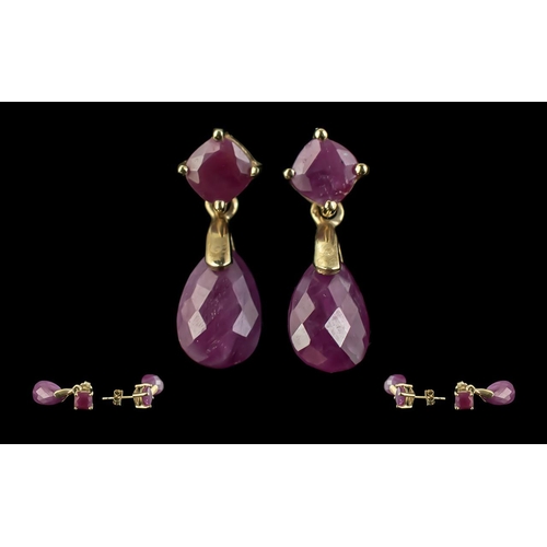 209 - Mauve Amethyst Drop Earrings set in 9ct gold, an attractive pair of earrings with faceted mauve amet... 