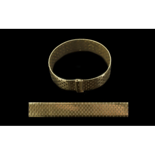 56 - Ladies or Gents Superior Quality 9ct Gold Wide Band Bracelet. Excellent Design / From the 1970's. Ma... 