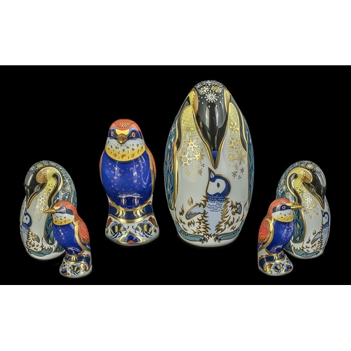 562 - Royal Crown Derby Hand Painted Pair of Porcelain Figural Weights ( 2 ) Comprises 1/ Bee-eater Silver... 