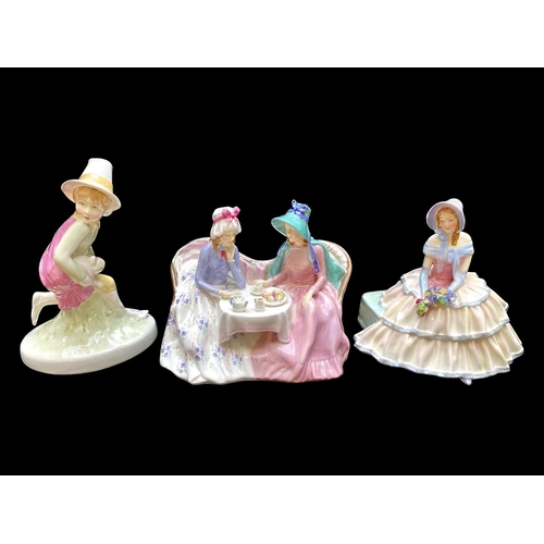 585 - Three Royal Doulton Figures, comprising 'Afternoon Tea' HN 1747, 'Day Dreams' HN1731, and 'Tom, Tom ... 