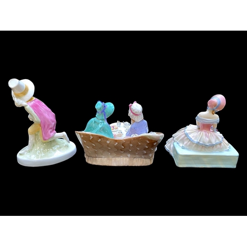 585 - Three Royal Doulton Figures, comprising 'Afternoon Tea' HN 1747, 'Day Dreams' HN1731, and 'Tom, Tom ... 