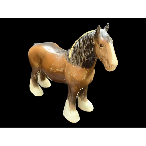 594 - Collection of Beswick Horses & Animals, comprising a large Shire Horse 8.5'' tall, three foals talle... 