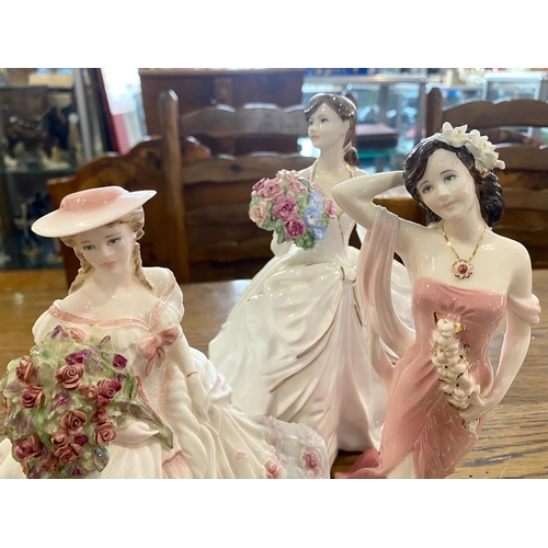 605 - Five Coalport Lady Figurines, comprising 'Emily' No. 3317 modelled by Jack Glynn, 'The Jubilee Rose'... 