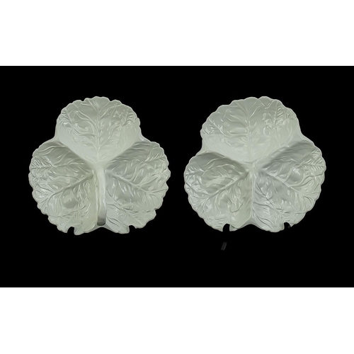 626 - Coalport Pair of Bone China Leaf Serving Dishes In White, One With Handle. All With Original Boxes a... 