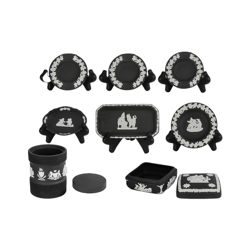 631 - Wedgwood Black Jasper Pieces ( 8 ) In Total. Includes Cathedral Cities Jar, Candy Box Square, Sweet ... 