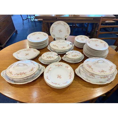 634 - Victoria Austria Pottery Items. Includes 11 Desert / Soup Dishes, 11 Dinner Plates, 9 Medium Plates,... 