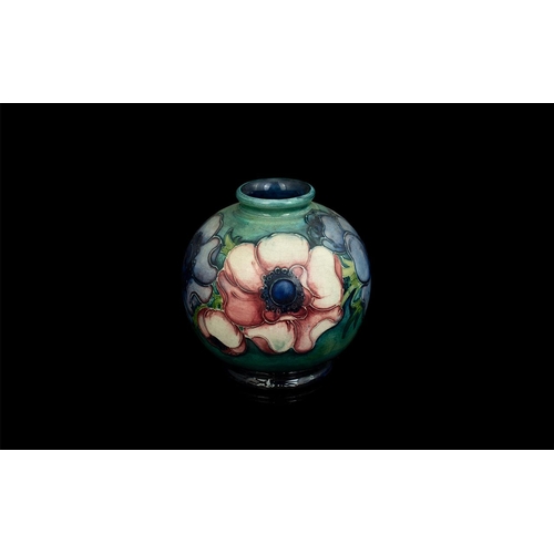 663 - Moorcroft Small Signed ' flambe anemone round  Vase. Full Marks to Base. Stands Approx 5 Inches High... 