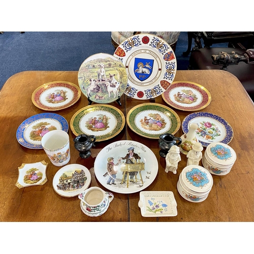 674 - Coalport Bone China Set, comprising a pair of 8.5'' candlesticks, and a matching 9'' lidded twin han... 