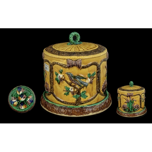 679 - A Majolica Cheese Dome and Stand in the George Jones Style 9 inches in height and 10 inches diameter... 