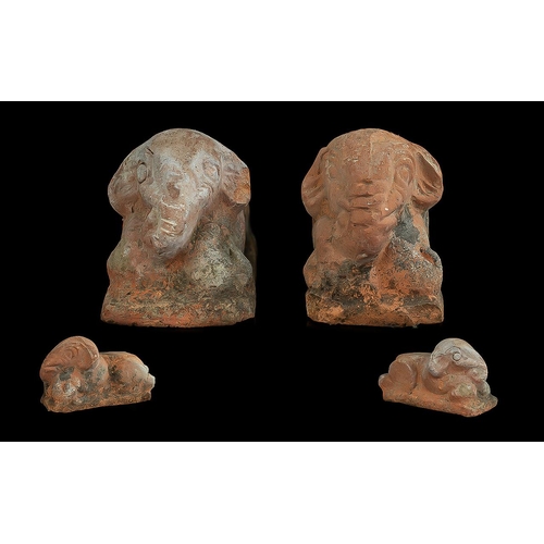 853 - Pair of Georgian Sash Window Stops in the form of stylized elephants; made of terracotta, probably i... 