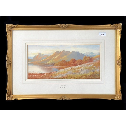 906 - J A Jameson Original Watercolour, titled Lock Etive, mounted framed and glazed, image measures 7.5''... 