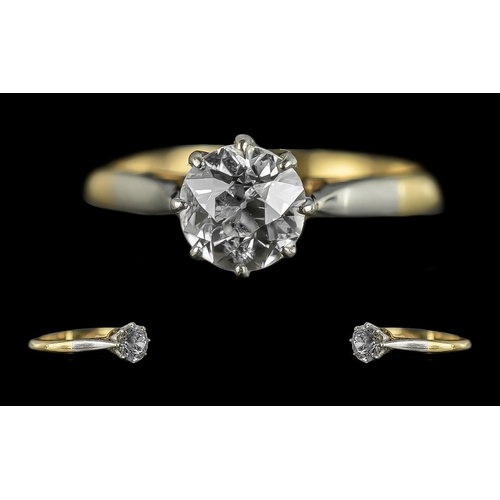 76A - Ladies 18ct Gold and Platinum Single Stone Diamond Set Ring. Marked 18ct and Platinum to Interior of... 