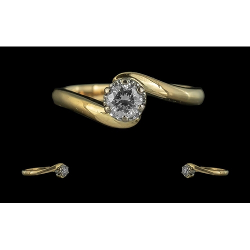 78 - Ladies 18ct Gold Modern Single Stone Diamond Set Ring - Full Hallmark To Interior Of Shank. The \sin... 