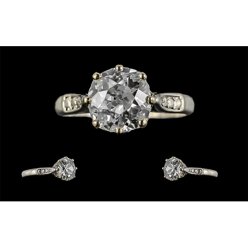 1 - Ladies - 18ct White Gold Excellent Single Stone Diamond Set Ring. The Old European Cut Diamonds of G... 