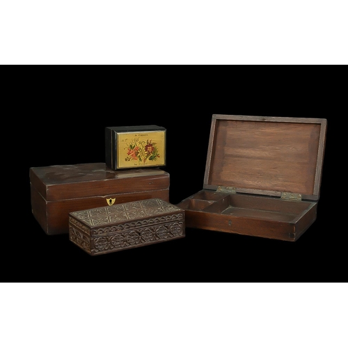 1180 - Victorian Wooden Writing Slope + Others. Wooden Writing Slope with Mother of Pearl Inserts, Along wi... 