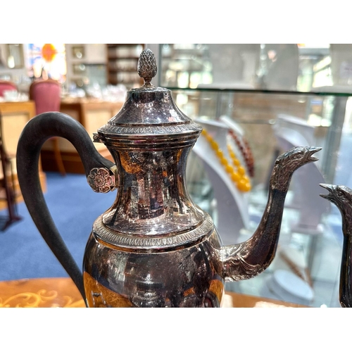 1233 - French Silver Plated Tea Service & Tray, comprising tea pot, coffee/hot water pot, lidded sugar bowl... 