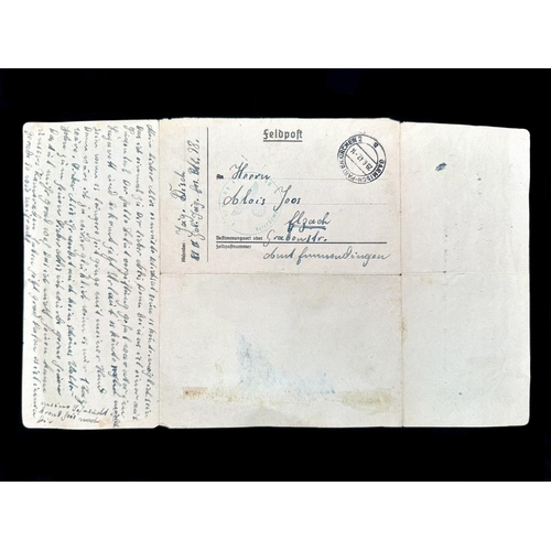 1315 - World War II Interest - German Military Field Post Letter, to Herrn Alois Joos from Jag(er) Disch.  ... 