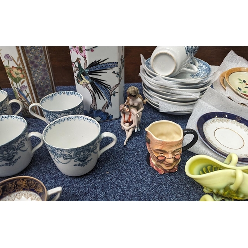 1390 - Two Boxes of Assorted Porcelain & Pottery, including Japanese cups and saucers, assorted vintage cup... 