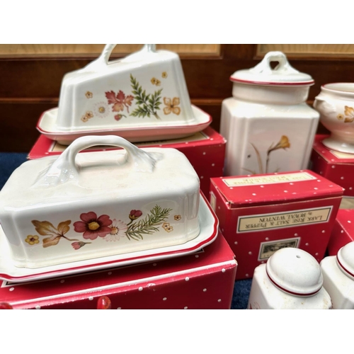 1438 - Box of Royal Winton 'Lark Rise' Kitchenalia, comprising bowls, storage jars, plates, etc.