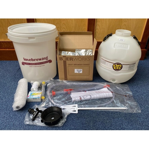 1482 - Beer Making Kit, comprising King Keg Pressure Barrel, Love Brewing Bucket, and accessories.