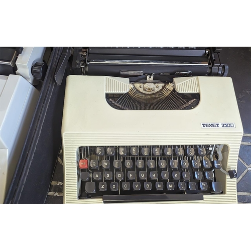 1489 - Three Vintage Typewriters, all in cases, makes include Erika, Texet and Brother 1510.