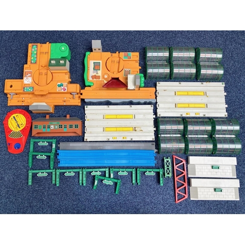 1504A - Train Set Interest - Two Boxes of Large Size Lego, trains, track, Thomas the Tank set and accessorie... 