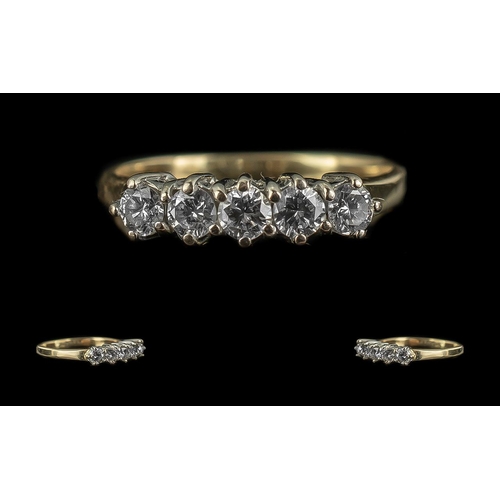 28A - Ladies 18ct Gold - Pleasing 5 Stone Diamond Set Ring. Full Hallmark to Interior of Shank. The Five R... 