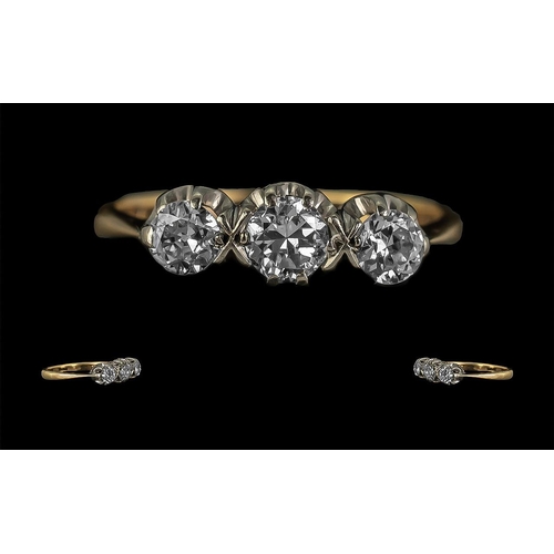 29 - Ladies - Attractive 1930's 18ct Gold 3 Stone Diamond Set Ring. Marked 18ct to Shank, The 3 Round Bri... 