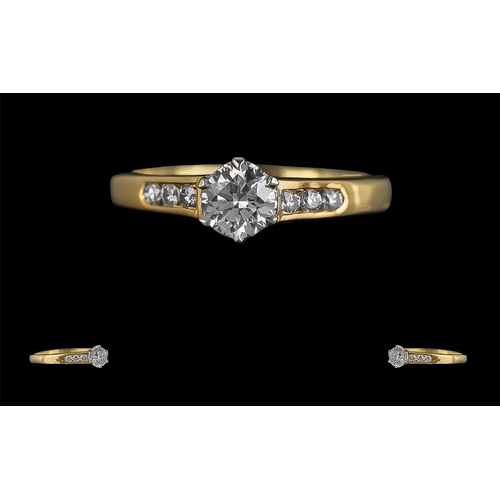 36A - 18ct Gold Excellent Quality Diamond Set Dress Ring, full hallmark to interior of shank, the central ... 