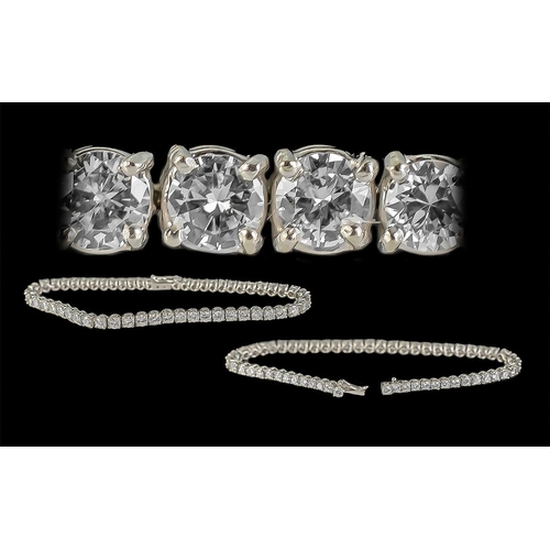 5 - 18ct White Gold - Superb Diamond Set Tennis Bracelet. Marked 750 - 18ct. The Well Matched Brilliant ... 