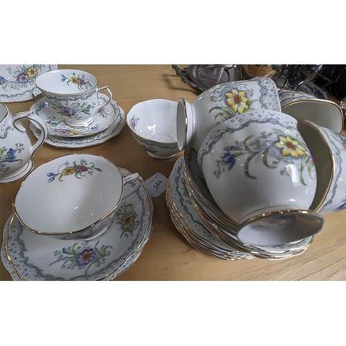 584 - Royal Albert Bone China 'Gem' Tea Service, comprising 12 cups, 12 saucers, 12 side plates, two milk ... 