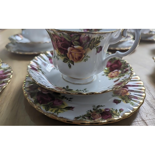 588 - Royal Albert Country Rose Tea Service - To Include 6 Soup Bowls, 6 Side Plates, 6 Saucers, 6 Cups, 1... 