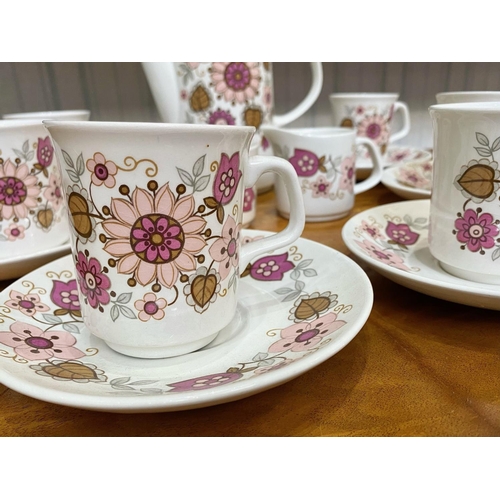 643 - JG Meakin Studio Pottery Coffee Set comprising coffee pot, sugar bowl, milk jug and 6 cups and sauce... 