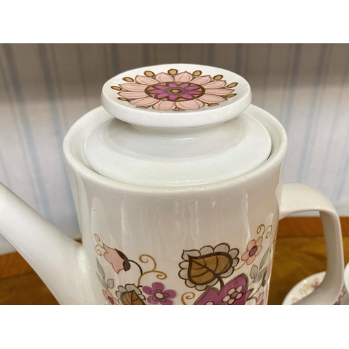 643 - JG Meakin Studio Pottery Coffee Set comprising coffee pot, sugar bowl, milk jug and 6 cups and sauce... 