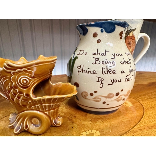 650 - Devon Ware Motto Jug 'Do What You Can, Being What You Are, Shine Like a Glowworm if you Can't be a S... 