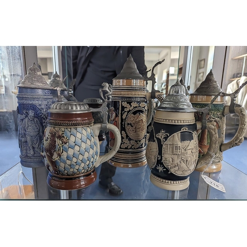 714 - Quantity of Assorted German Steins, various designs and styles. Eleven assorted tankards, together w... 