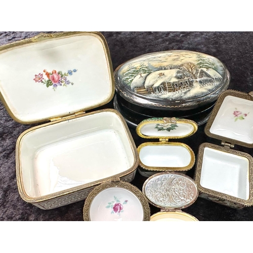 720 - Collection of Decorative Porcelain Boxes, including Limoges, Delprado, and a picture frame.