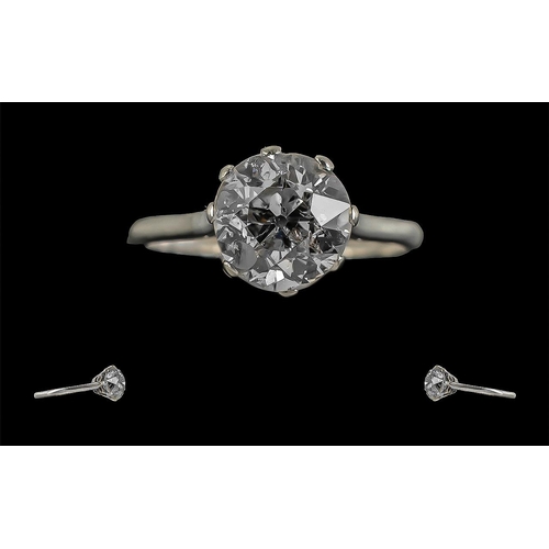 9 - Ladies - Pleasing 1920's Platinum Single Stone Diamond Set Ring. Marked Platinum to Interior of Shan... 
