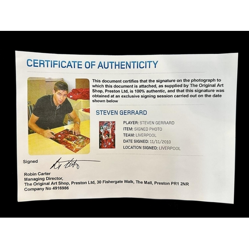 915 - Liverpool FC Interest - Steven Gerrard Signed Framed Photograph, with certificate of authenticity, I... 