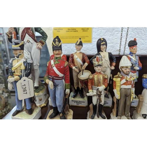 1367 - Collection of Italian Military Porcelain Figures.  Various models to include Captain Infantry, Field... 