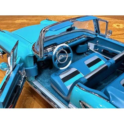 1379 - Two Danbury Mint Collector's Classic Cars, a 1958 Chevrolet Impala in turquoise, and a 1966 Ford Mus... 