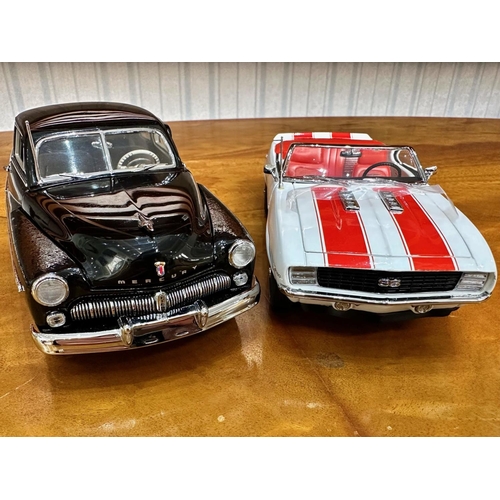 1393 - Two Danbury Mint Collector's Classic Cars, 1969 Chevrolet Camaro SS in red and white, and a 1949 Mer... 