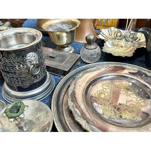 1428 - A Large Collection Of Metalware - To include silver plated trays, a tea service, copper kettles and ... 